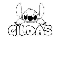 Coloring page first name GILDAS - Stitch background