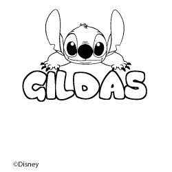 Coloring page first name GILDAS - Stitch background