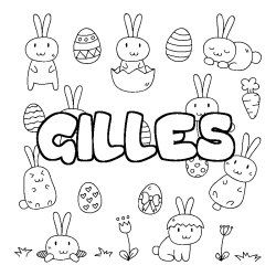 Coloring page first name GILLES - Easter background