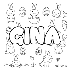 Coloring page first name GINA - Easter background