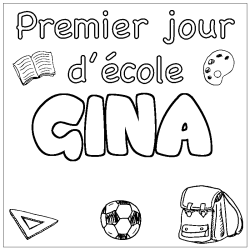 Coloring page first name GINA - School First day background