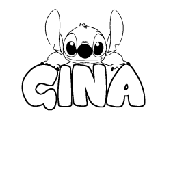 Coloring page first name GINA - Stitch background