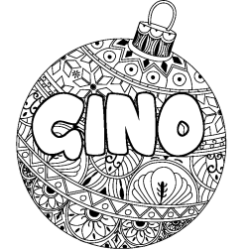 Coloring page first name GINO - Christmas tree bulb background