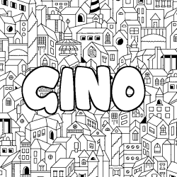 Coloring page first name GINO - City background