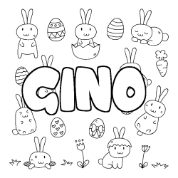 Coloring page first name GINO - Easter background