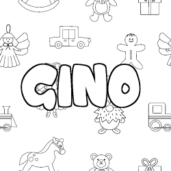 Coloring page first name GINO - Toys background