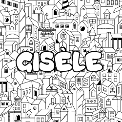 Coloring page first name GISÈLE - City background