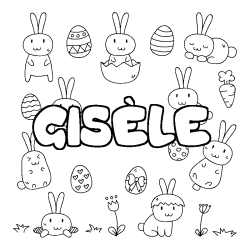 Coloring page first name GISÈLE - Easter background