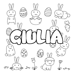 Coloring page first name GIULIA - Easter background