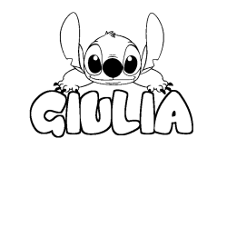 Coloring page first name GIULIA - Stitch background