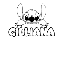 Coloring page first name GIULIANA - Stitch background