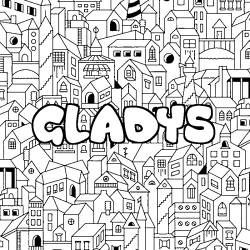 Coloring page first name GLADYS - City background