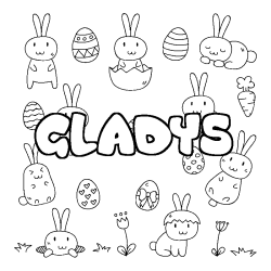 Coloring page first name GLADYS - Easter background