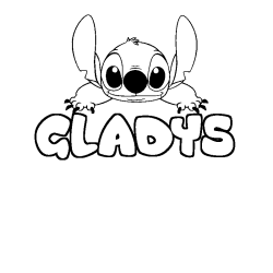 Coloring page first name GLADYS - Stitch background