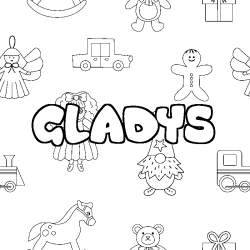 Coloring page first name GLADYS - Toys background