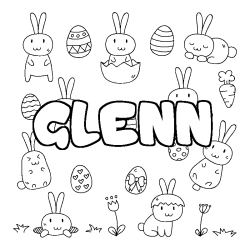 Coloring page first name GLENN - Easter background