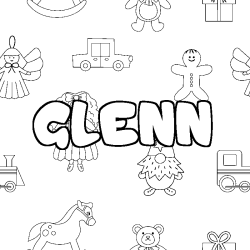 Coloring page first name GLENN - Toys background