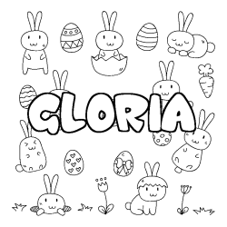 Coloring page first name GLORIA - Easter background
