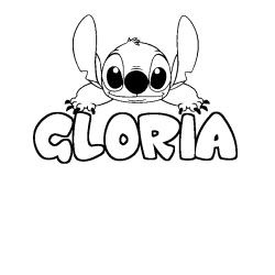 Coloring page first name GLORIA - Stitch background