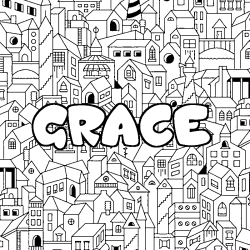 Coloring page first name GRACE - City background