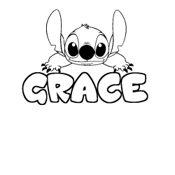 Coloring page first name GRACE - Stitch background