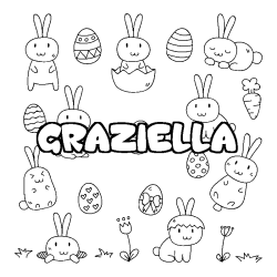 Coloring page first name GRAZIELLA - Easter background