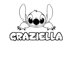 Coloring page first name GRAZIELLA - Stitch background