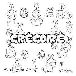Coloring page first name GRÉGOIRE - Easter background