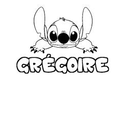 Coloring page first name GRÉGOIRE - Stitch background