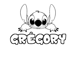 Coloring page first name GRÉGORY - Stitch background