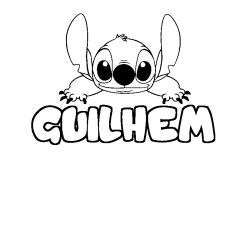 Coloring page first name GUILHEM - Stitch background