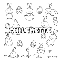 Coloring page first name GUILLEMETTE - Easter background