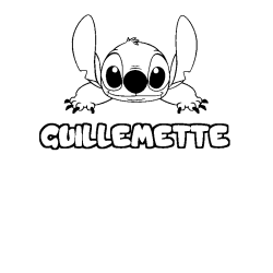 Coloring page first name GUILLEMETTE - Stitch background