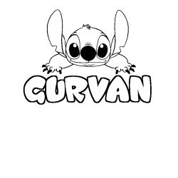 Coloring page first name GURVAN - Stitch background