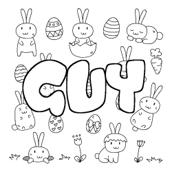 Coloring page first name GUY - Easter background