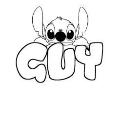 Coloring page first name GUY - Stitch background