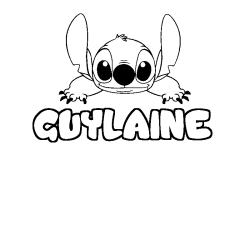 Coloring page first name GUYLAINE - Stitch background