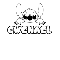 Coloring page first name GWENAEL - Stitch background