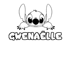 Coloring page first name GWENAËLLE - Stitch background