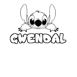 Coloring page first name GWENDAL - Stitch background