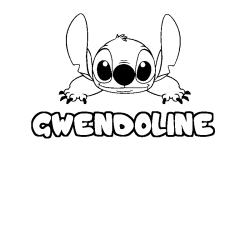 Coloring page first name GWENDOLINE - Stitch background