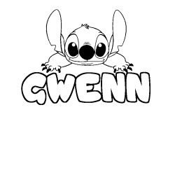 Coloring page first name GWENN - Stitch background
