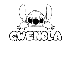 Coloring page first name GWENOLA - Stitch background