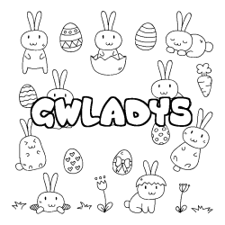 Coloring page first name GWLADYS - Easter background