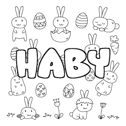 Coloring page first name HABY - Easter background