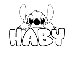 Coloring page first name HABY - Stitch background