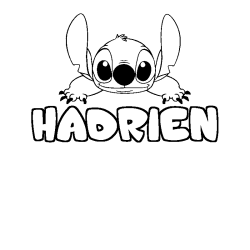 Coloring page first name HADRIEN - Stitch background