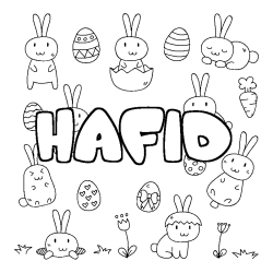 Coloring page first name HAFID - Easter background