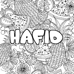 Coloring page first name HAFID - Fruits mandala background