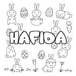 Coloring page first name HAFIDA - Easter background